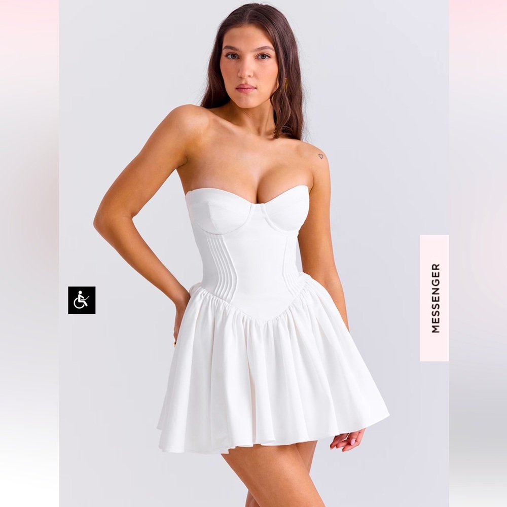 House of CB White Strapless Corset Mini Dress